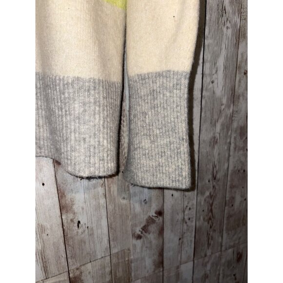 Loft Women's V-neck Long Sleeve Striped Sweater Wool Blend Size XL Green Gray - Picture 4 of 9